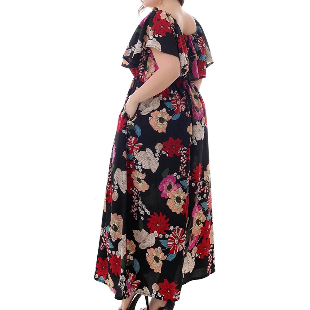 🌺Plus Size Floral 2-in-1 Ruffle Maxi Dress, 14-20 - Picture 3 of 7